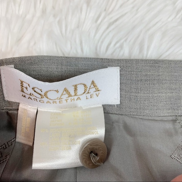 Escada wool blend straight pencil skirt knee length in gray high waisted slit - Picture 4 of 13